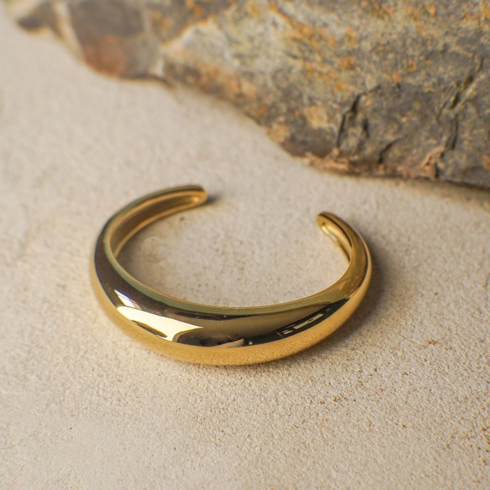 Alberta Chunky Gold Dome Cuff Bracelet