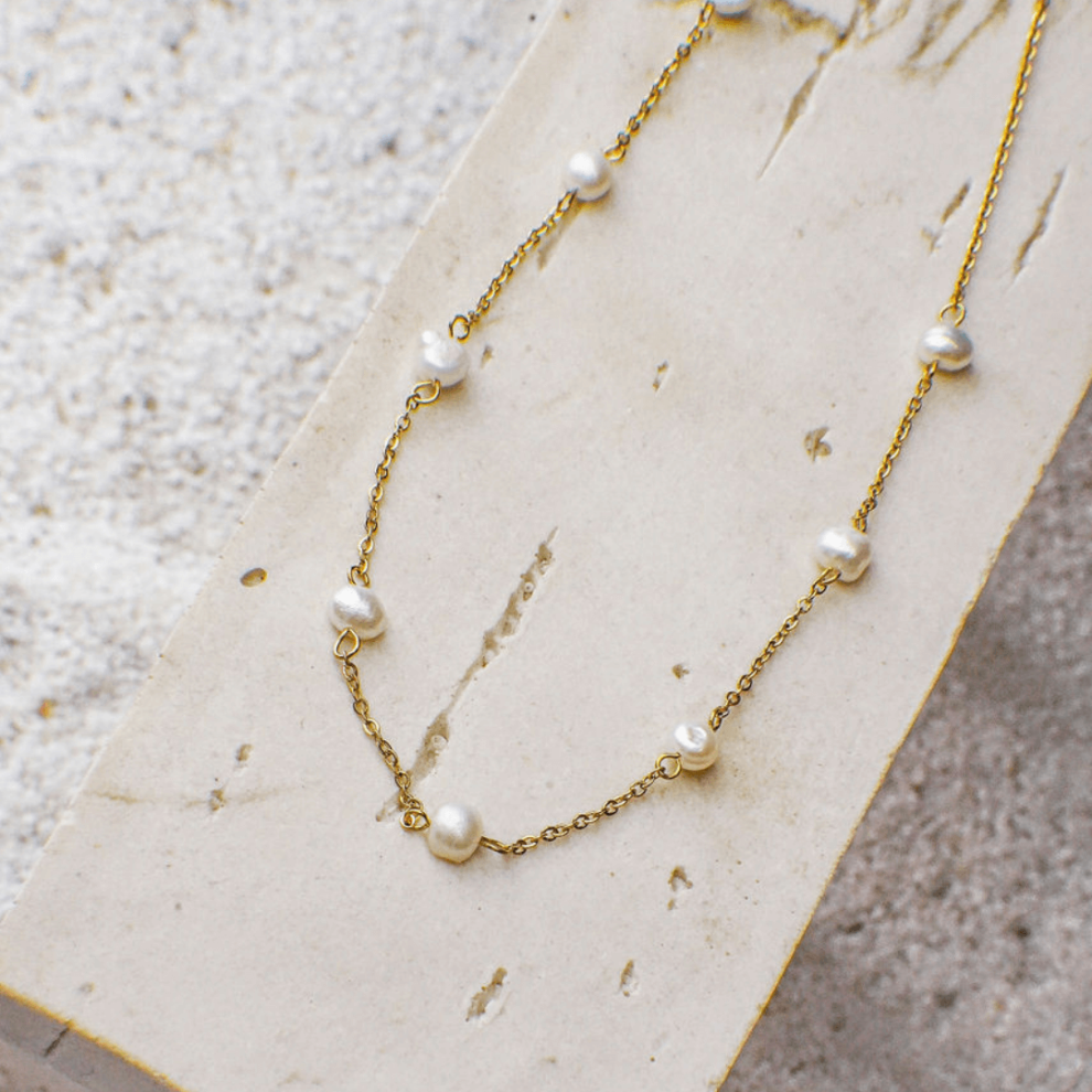 Aria Pearl Chain Gold Necklace