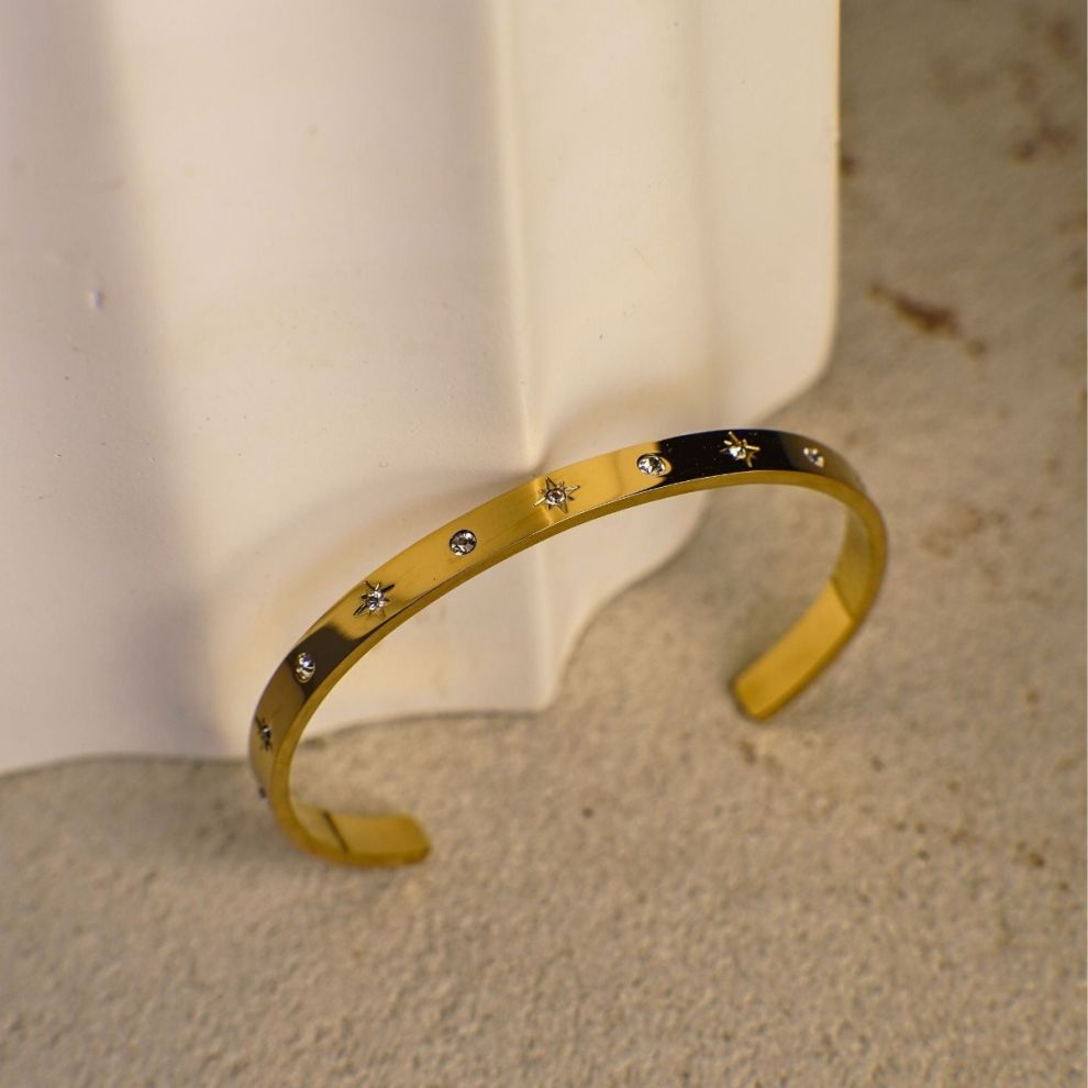 Camilla Gold Cuff Bracelet with Star Crystals