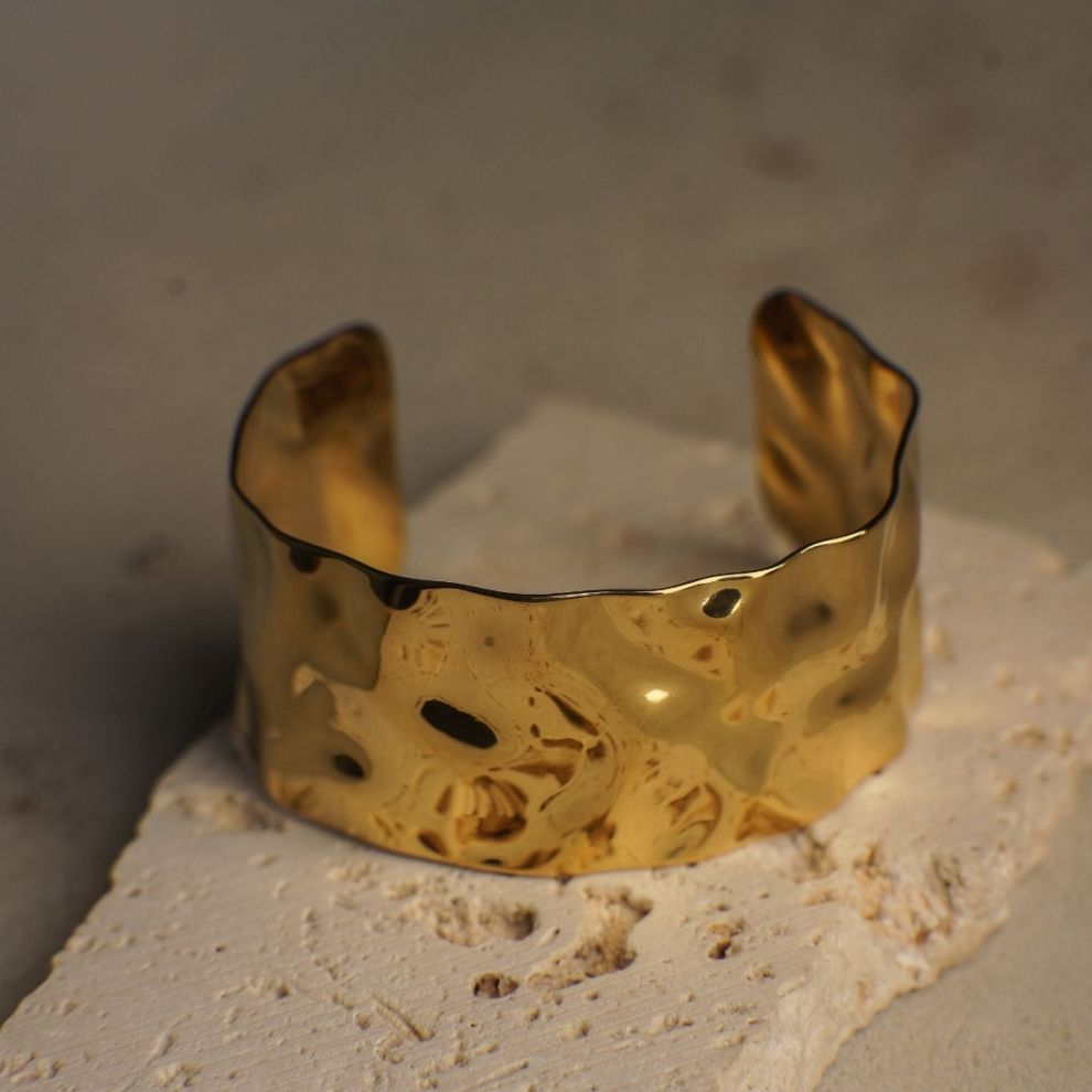 Clara Gold Hammered Cuff Bracelet