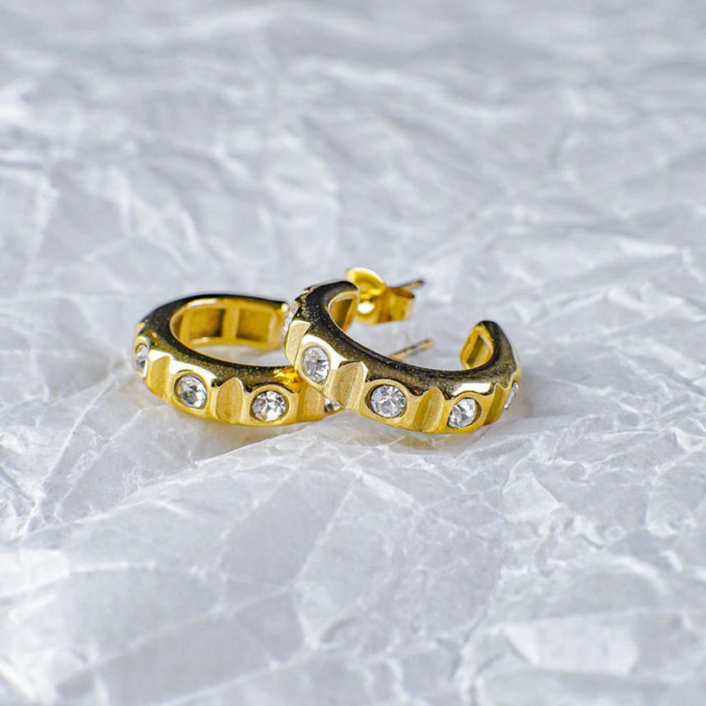 Gia Gem-Studded Hoops Earrings