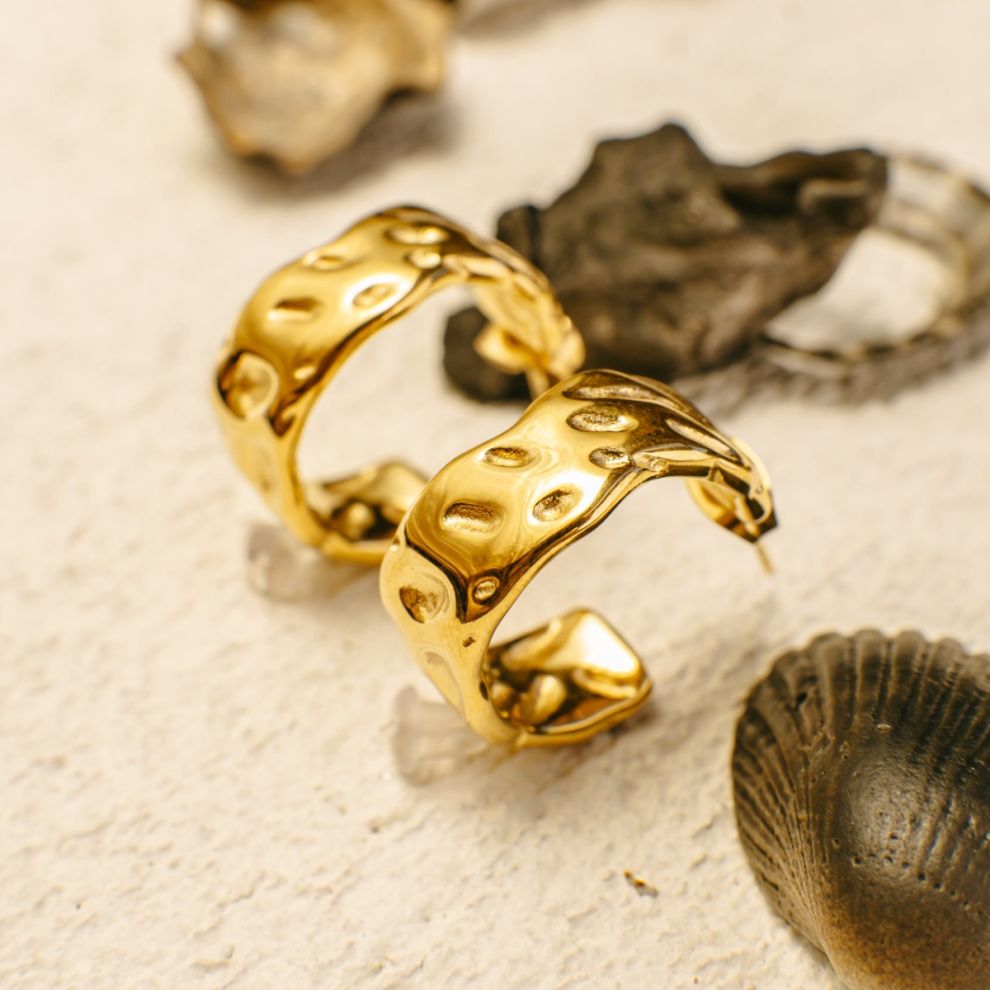 Marcia Gold Coral Hoop Earrings