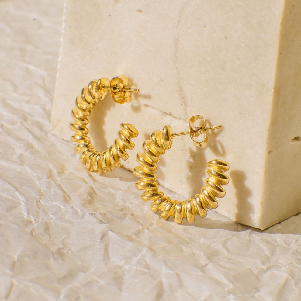 Maya Gold Twirly Hoop Earrings