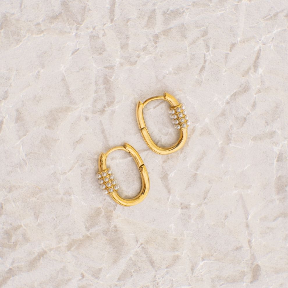Marta Pearl Gold Hoop Earrings