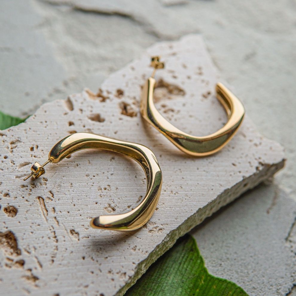 Roberta Sculpted Gold Hoop Earrings