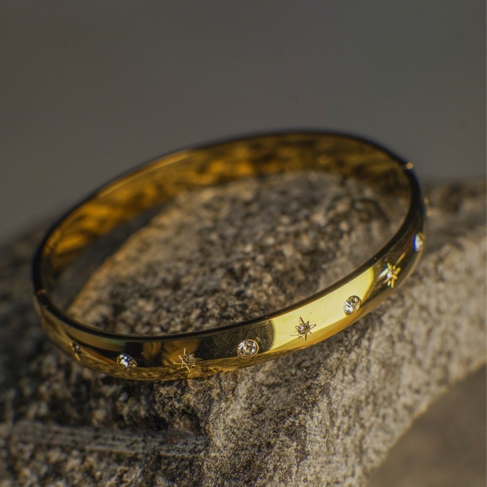 Susanna Gold Celestial Bangle Bracelet with Crystals