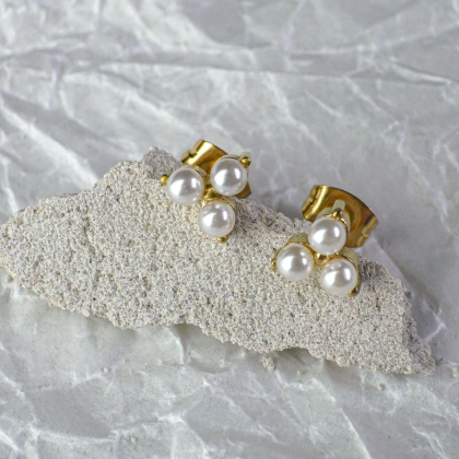 Marcella Mini Pearl Trio Stud Earrings