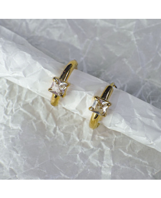Veronica Square-Cut Gem Hoops Earrings