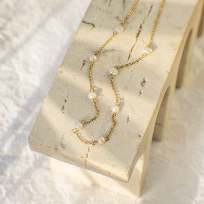 Serena Pearl Bead Chain Necklace